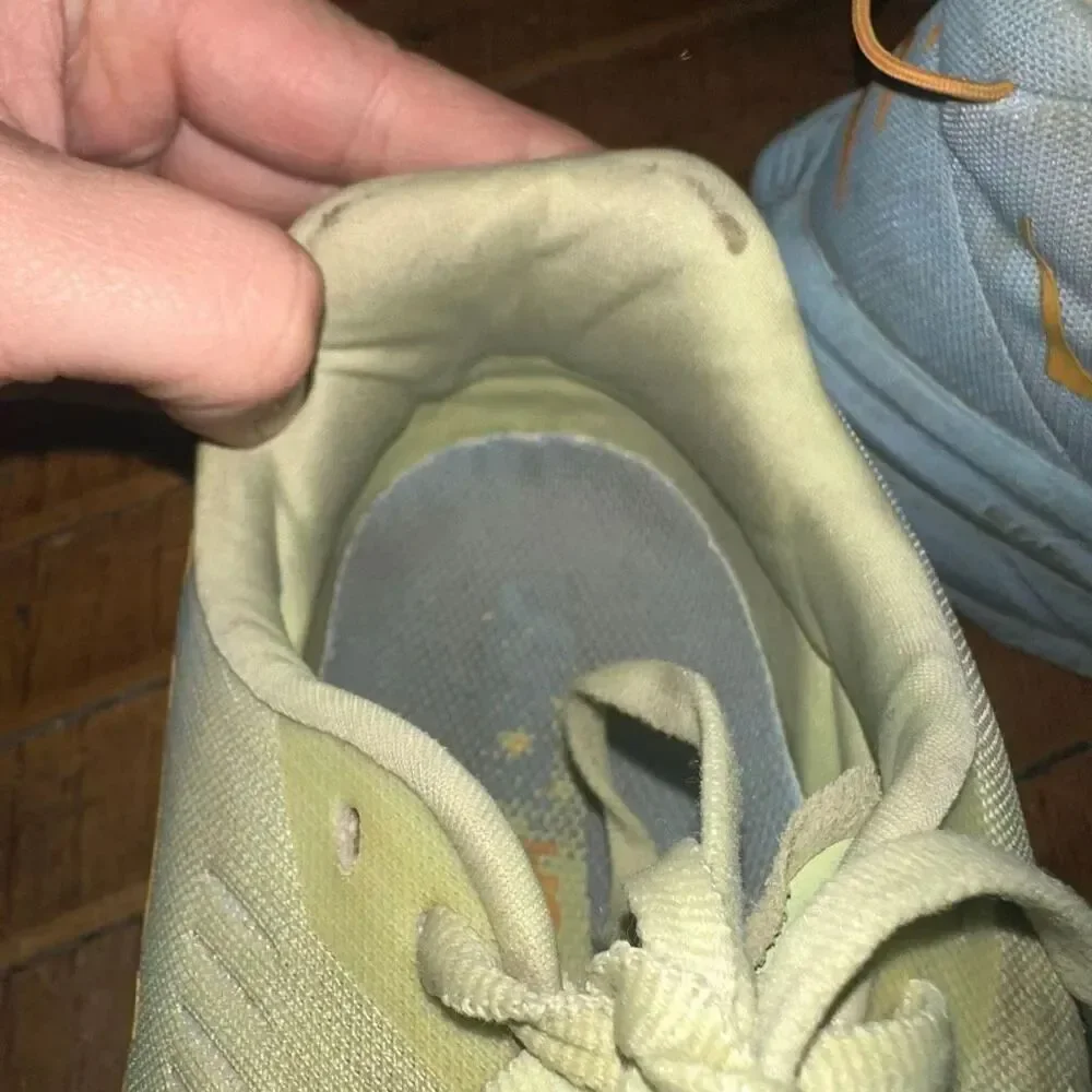 Hoka One One light green athletic running 10 sneakers